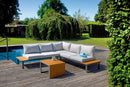 Set Salotto da Giardino Divano Angolare e Tavolino Saint Tropez in Alluminio e Resin Wood con Cuscini