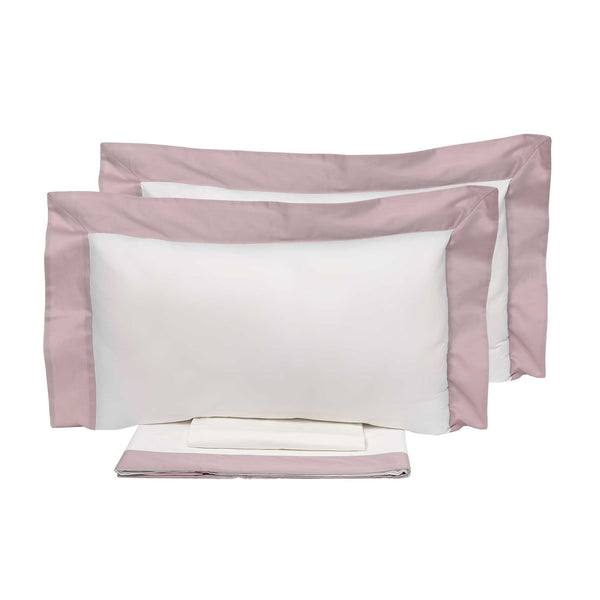 sconto Bettlaken und Kissenbezüge mit Kanten in Satin Garrini Eveline Elfenbein/Rosa, verschiedene Größen