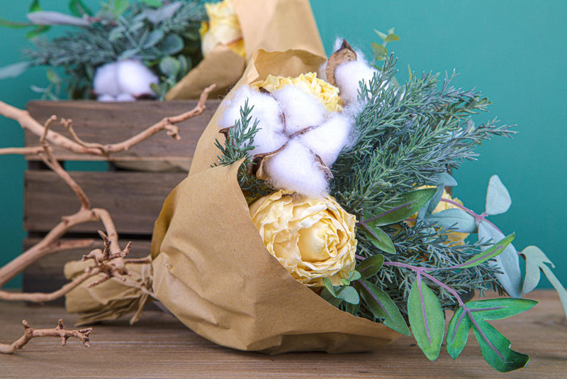 Set 2 Bouquet Artificiale Romantico con Rose Altezza 30 cm 