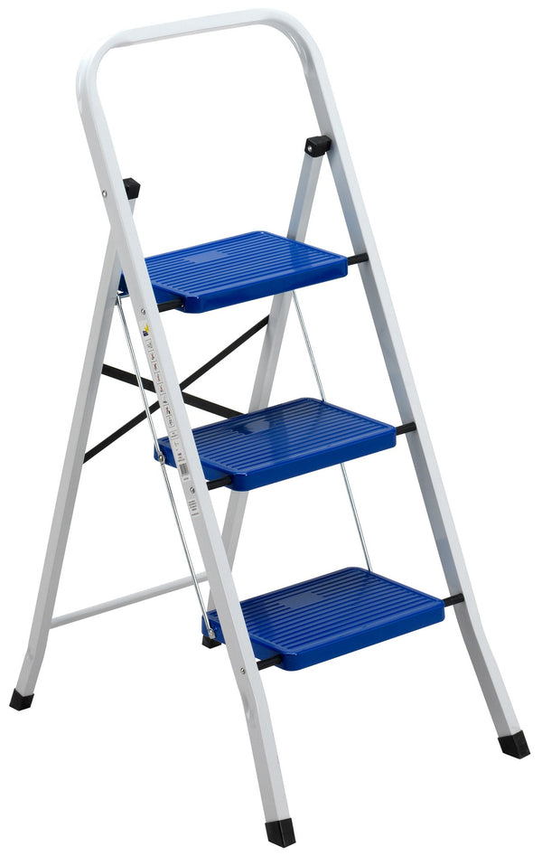 online Leiter zusammenklappbarer Hocker aus Stahl 3 Stufen max. 150 kg Fadi Everest Weiß und Blau