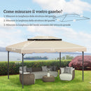 Tetto per Gazebo 3x4 m a 2 Livelli con 8 Fori di Drenaggio in Poliestere Bianco Crema      