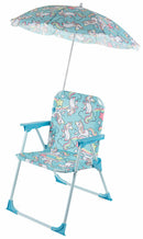 Set 2 Sedie Mare Spiaggine Pieghevoli per Bambini con Ombrello Soriani Oxford Unicorno