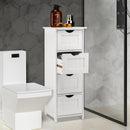Mobile Bagno Cassettiera 4 Cassetti con Ripiano Legno MDF Bianco 30x30x82cm