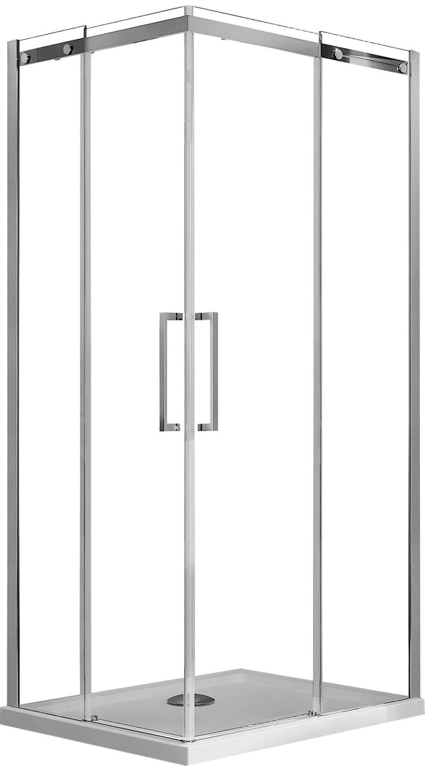 acquista Eckduschkabine 2 Schiebetüren in transparentem Kristall 8 mm H200 Fosterberg Horsens Verschiedene Größen