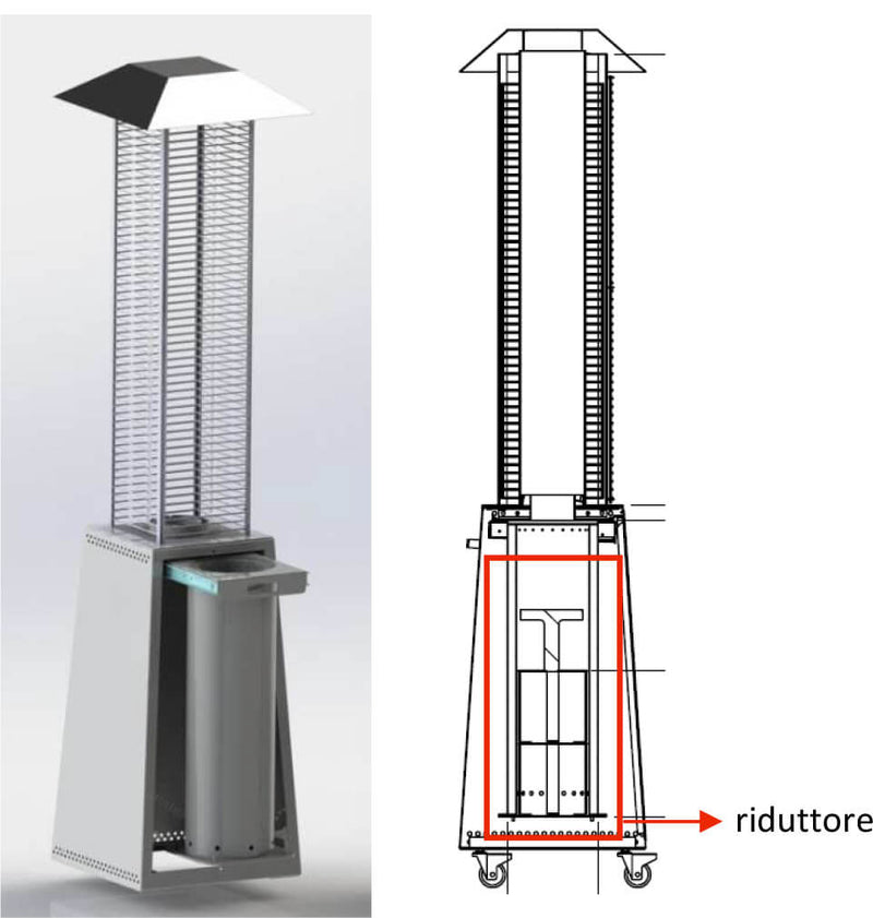 Stufa da Esterno Fungo a Pellet Pirolitico 14 kW in Acciaio Vannini Iris Grigia