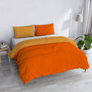 Copripiumino con Sacco e Federe in Tinta Unita Double Face Linea Vera Arancio e Giallo