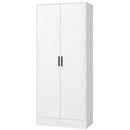 Armadio Slim 70x37x164 cm con Barra Appendiabiti e Ripiani in Truciolato Bianco      