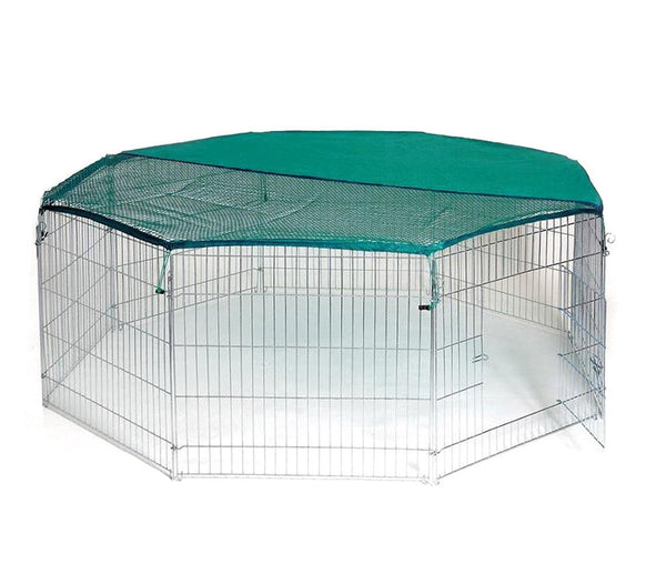 Achteckiges Außengehege für Kleintiere mit Sonnenschirm prezzo