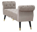 Panchetta Paris 120x40x60 cm in Legno Spugna Metallo e Poliestere Grigio Nero e Oro