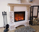 Camino Elettrico da Pavimento 109x110x33 cm Effetto Fiamma 1500W Topaz & Lorance Avorio