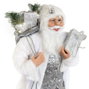 Pupazzo Babbo Natale H90 con Luci e Suoni Bianco e Argento