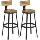 Set 2 Sgabelli da Bar Stile Rustico 37x47x96 cm con Poggiapiedi in Legno e Metallo Marrone      