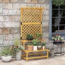 Fioriera con Grigliato per Rampicanti 75x50x166 cm 2 Ripiani e Barra Superiore in Legno di Abete Giallo      