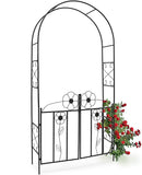 Arco da Giardino per Piante Rampicanti Rose con Cancello Battente in ferro 228cm