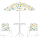 Set da Giardino per Bambini 2-5 Anni con Tavolino 2 Sedie e un Ombrellone Bianco    
