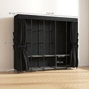 Armadio Salvaspazio 212x45x167 cm con 5 Aste 5 Ripiani 6 Tasche Laterali Ante Antipolvere con Zip in Tessuto Nero      