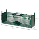 Gabbia Trappola per Animali Vivi Piccoli con Doppia Porta e Maniglia 60x18x20cm Verde Scuro