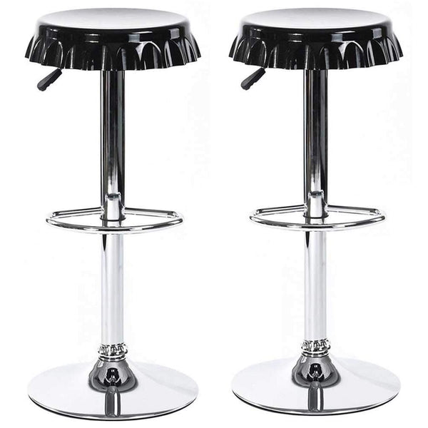 acquista Set 2 Sgabelli Bar Cucina Seduta Forma Tappo di Bottiglia Sgabello Girevole Nero