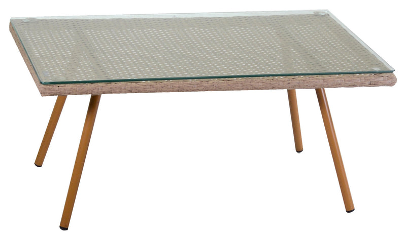 Set da Giardino Divano 2 Poltrone e Tavolino in Polyrattan Laredo Melange Crema