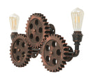 Lampada da Muro Ingranaggio 60x12x32 cm in Ferro e Legno Rame