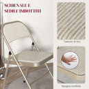 Set 4 Sedie Pieghevoli 45x46x78 cm con Seduta Imbottita in Poliestere e Acciaio Beige  
