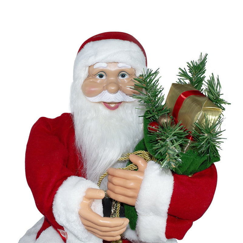 Pupazzo Babbo Natale H90 cm Seduto con Regali Rosso