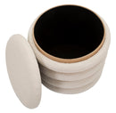 Puff Damasco Line Ø40x42 cm in MDF e Spugna e Poliestere e Cotone Naturale      