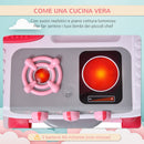 Cucina Giocattolo per Bambini 51x30x73 cm con Utensili  Rosa