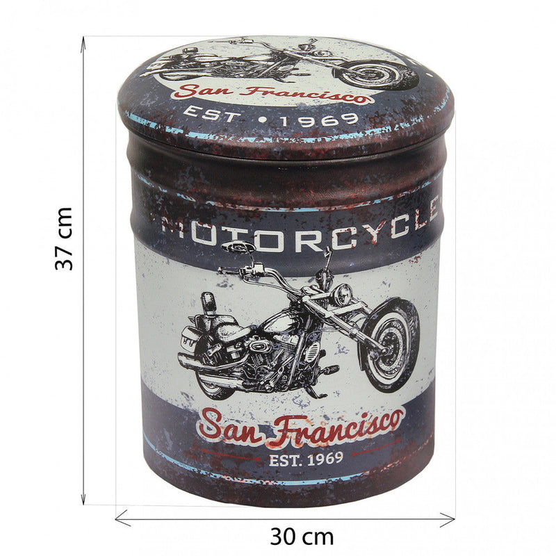 Set 2 Pouf Contenitore Tondo in MDF Moto Grigio Scuro