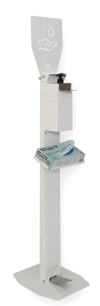 sconto Lisa Luxus-Pedalständer aus weißem Eisen mit Händedesinfektionsspender