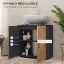 Mobile Sottolavabo da Bagno 60x30x60 cm per Piedistallo con Armadietto 2 Ante in MDF e Bambù Rovere      