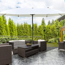 Ombrellone Doppio a 12 Stecche 455x265x238 cm con Base a Croce e Manovella in Acciaio e Poliestere Beige      