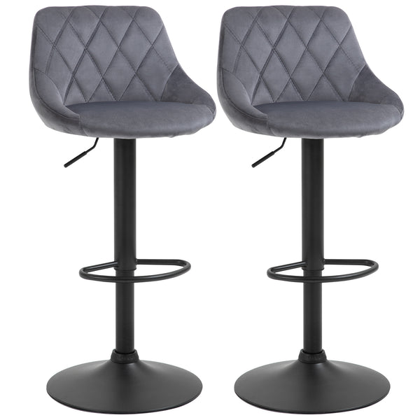 Set mit 2 Barhockern 51,5 x 48 x 83-104 cm in dunkelgrauem und schwarzem Stoff mit Samteffekt sconto