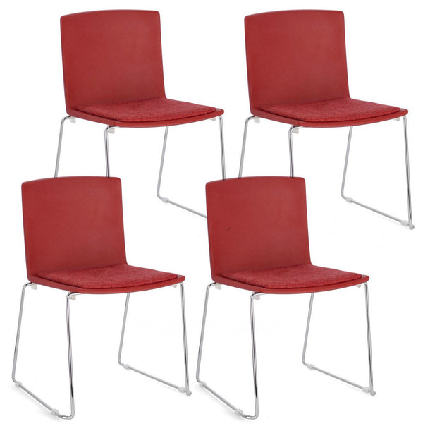 prezzo Set 4 Sedie 43,5x50x79 cm Giulia in Poliestere Cromo e Rosso