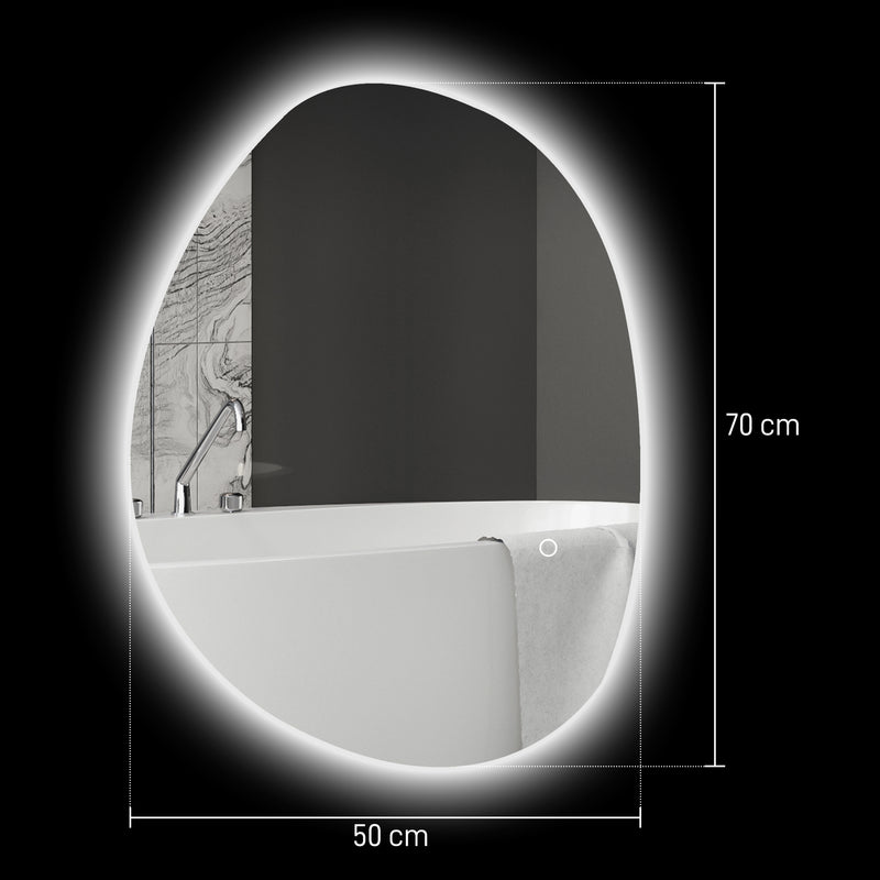Specchio da Bagno con Luce LED Regolabile 70x5x50 cm in Vetro Temperato    