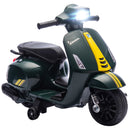 Moto Elettrica per Bambini con Licenza Ufficiale Piaggio Vespa 6V con Rotelle e Luci Verde Scuro