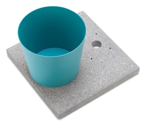 sconto Base con Vaschetta per Fontane con Ghiera Grande 40x40x5 cm in Cemento Belfer 42/BSE/3 Turchese