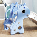 Scivolo per Bambini 1-3 Anni 106x51,5x52 cm con Scaletta Canestro da Basket e Pallone Design Giraffa in PP e PE Blu      