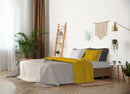 Set Lenzuola Sopra Sotto e Federe Doubleface Senape\/Grigio Chiaro Varie Misure