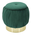 Puff Contenitore Paris Verde Ø41x41 cm Legno Spugna e Velluto Sintetico Verde e Oro