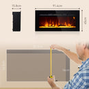 Camino Elettrico da Parete 1800W con Telecomando e Display LCD 91,4x15,8x45 cm Nero 