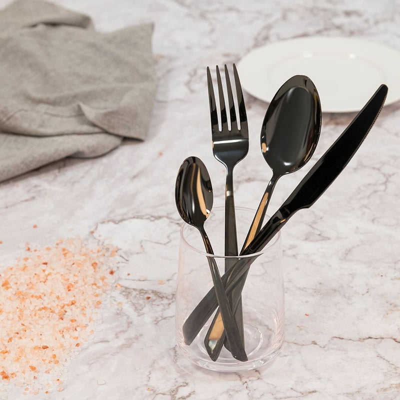 Servizio Set di Posate 24 Pezzi in Acciaio Inox VdE Tivoli 1996 Cut Nero