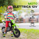 Moto Elettrica per Bambini con Rotelle e Indicatore di Carica Verde  