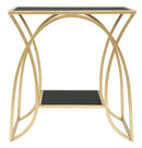 Tavolinetto Sunshine 57x46x60 cm in Ferro e Specchio Oro e Nero
