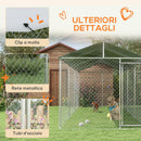 Kennel per Cani da Esterno 6x2,3x2,3m con Tetto Impermeabile in Tessuto Oxford e Acciaio Argento