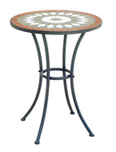 Tavolo da Giardino Ø55x72 cm Mosaico con Mosaico Design Classico