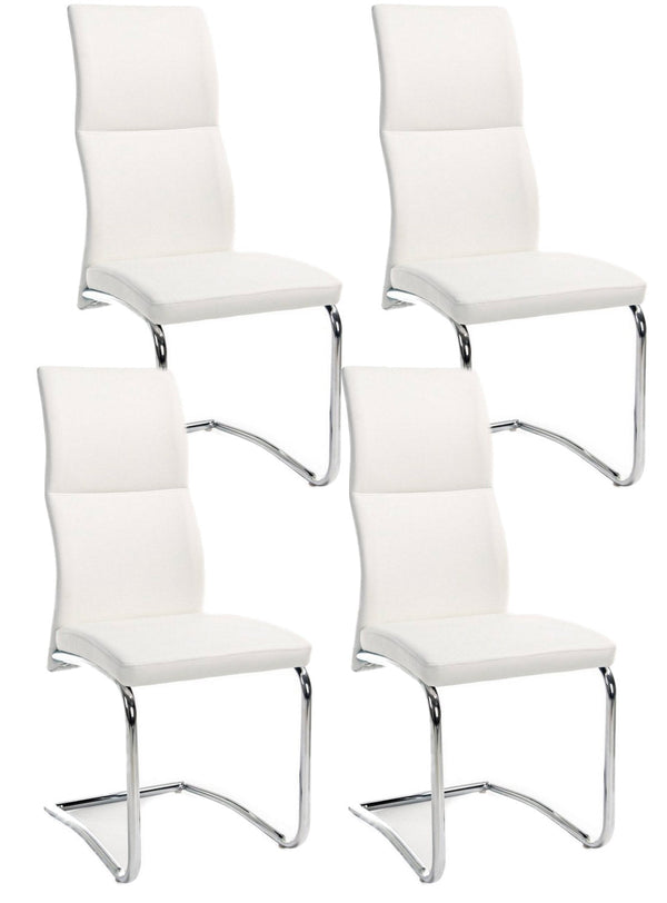 acquista Set 4 Sedie Imbottite 44x58x104 cm Thelma in Ecopelle Bianco