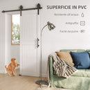 Porta Scorrevole in Stile Country 71,5x213,4 cm con Binario e Maniglia in Legno e Acciaio Bianco e Nero      