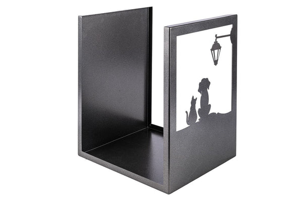 Portalegna per Camino in Ferro Verniciato 40,5x35,5x50cm Grigio Martellato