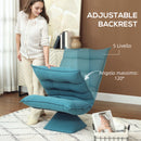 Poltrona Relax Girevole 62x70x95 cm con Schienale Regolabile in 5 Posizioni Effetto Velluto e Acciaio Blu      